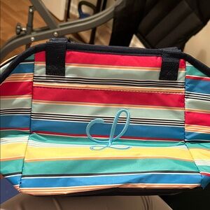 Thirty-One Multicolor Striped Cosmetic Bag